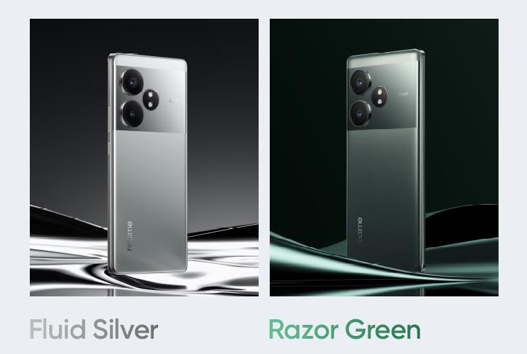 Realme GT 6T Colour Options Fluid Silver and Razor Green